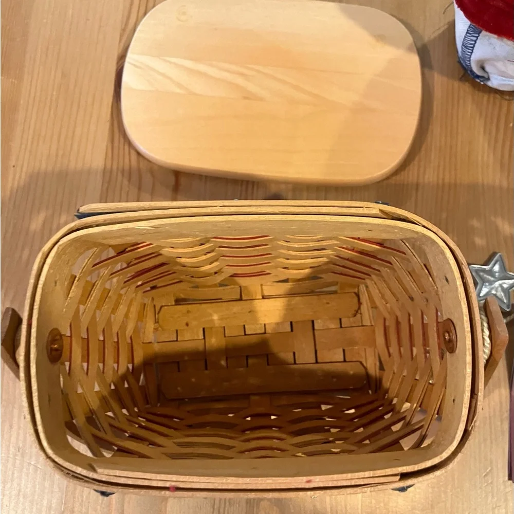 NEW Longaberger Inaugural 2001 Patriotic Red and Tan Woven Basket Vintage 6”x7”